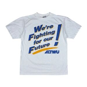 Vintage ACTWU Union Graphic T-Shirt Men's Large White 80s 90s‎ Oneita USA